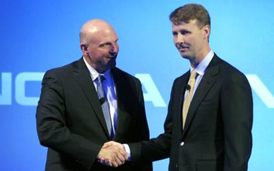 Microsoft's Steve Ballmer and Nokia's interim CEO Risto Siilasmaa