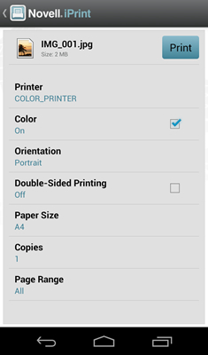 Novell iPrint mobile printing