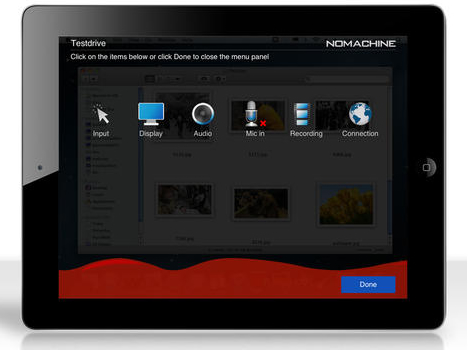 NoMachine remote desktop iPad-menu