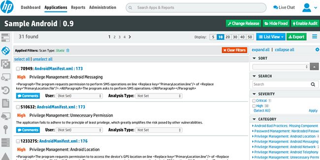 HP Fortify mobile app security testing assessment