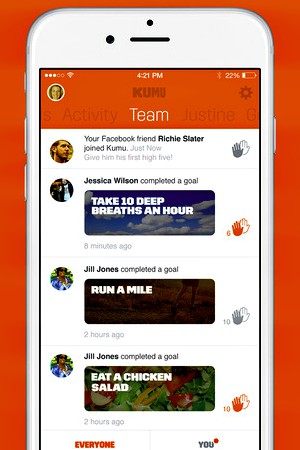 Kumu iPhone fitness app team