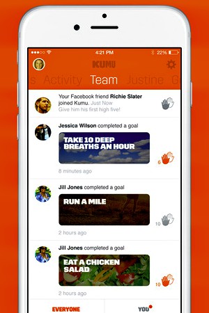 Kumu iPhone fitness app team