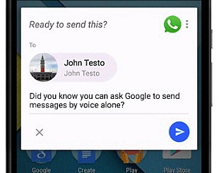 Google voice dictation message confirm