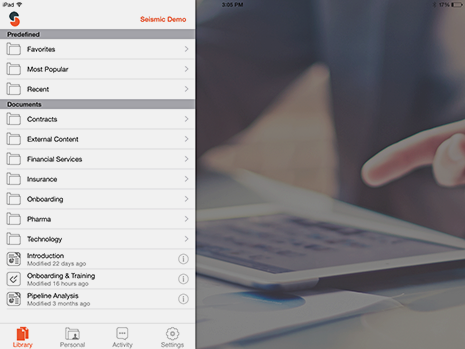 Seismic mobile sales and marketing iPad demo