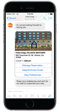 IHG hotels Facebook Messenger bot