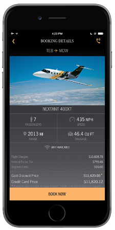 Skyjet private charter jet app select flight