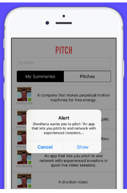 Pitch investors live app