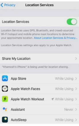 iOS 11 beta location settings