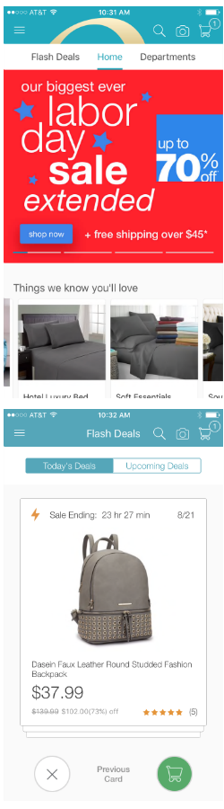 Overstock.com app deals screenshots