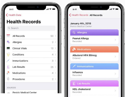 Apple iOS 11.3 health records