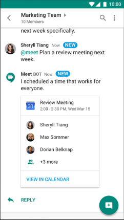 Google Hangouts Chat Meet bot