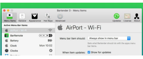 Setapp Bartender Mac menu bar manager settings