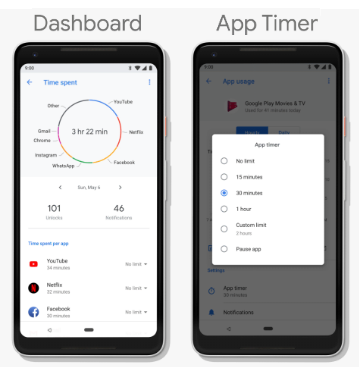 Android P beta features app timer