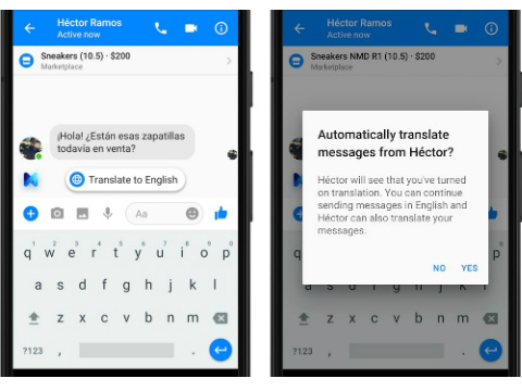 Facebook Messenger translation