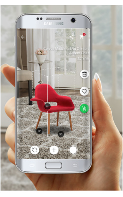 Overstock shopping app AR chair placement