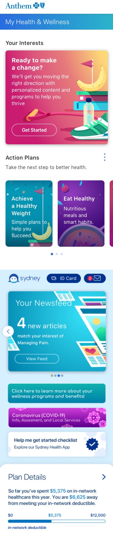 Anthem Sydney Health app screenshots